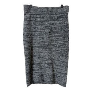 Intermix Cashmere Blend Gray Black Marled Quiet Luxury Pencil Midi Skirt Large